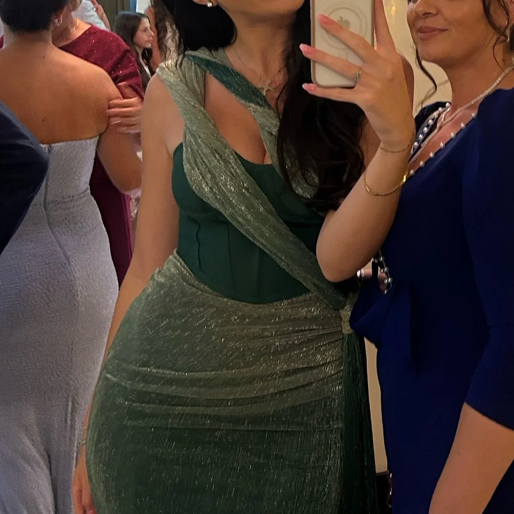Green Celestina Draped Maxi Dress - JLUXLABEL - Picture 4 of 4